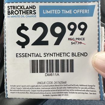 coupons from Strickland Brothers